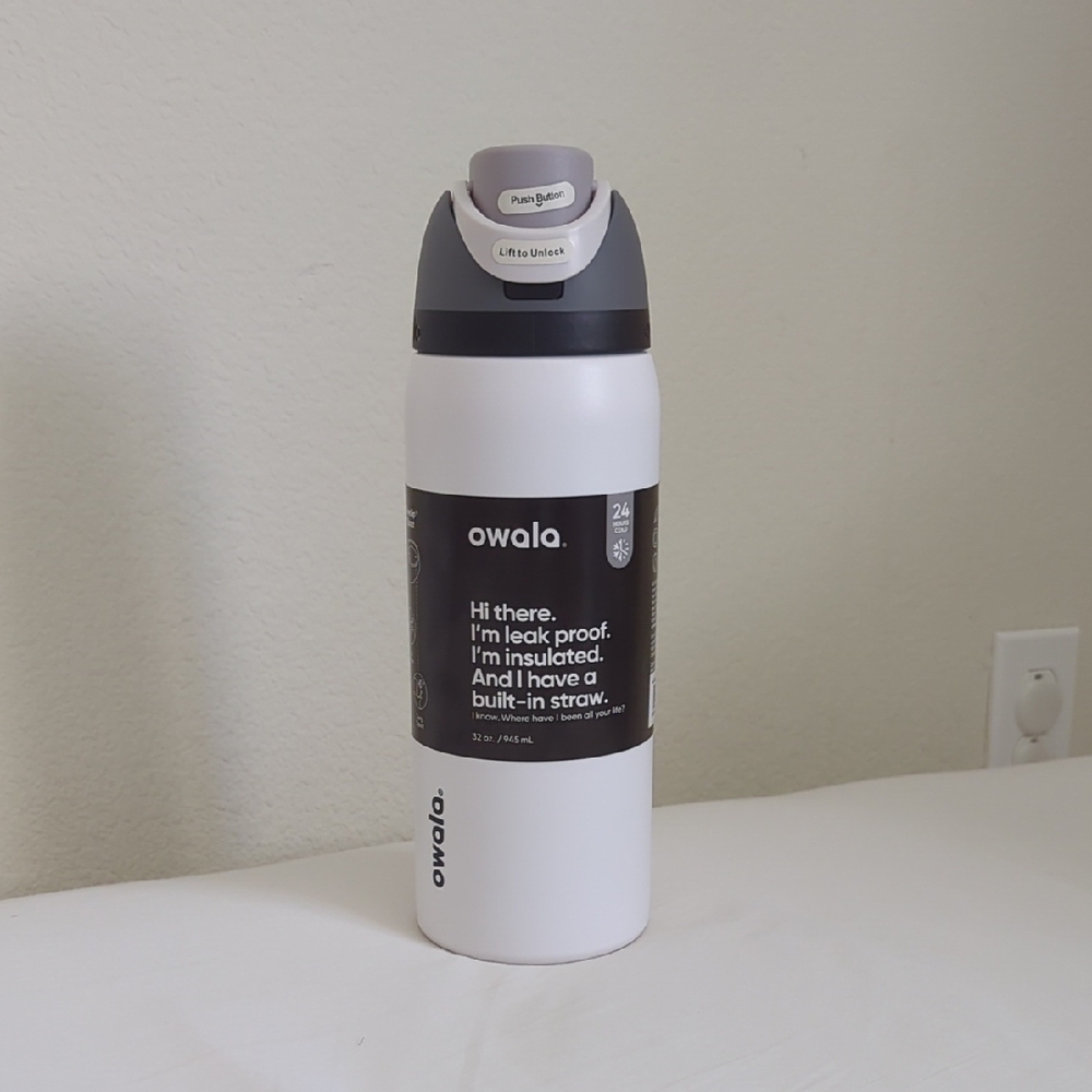Owala White and Black Insulated Water Bottle